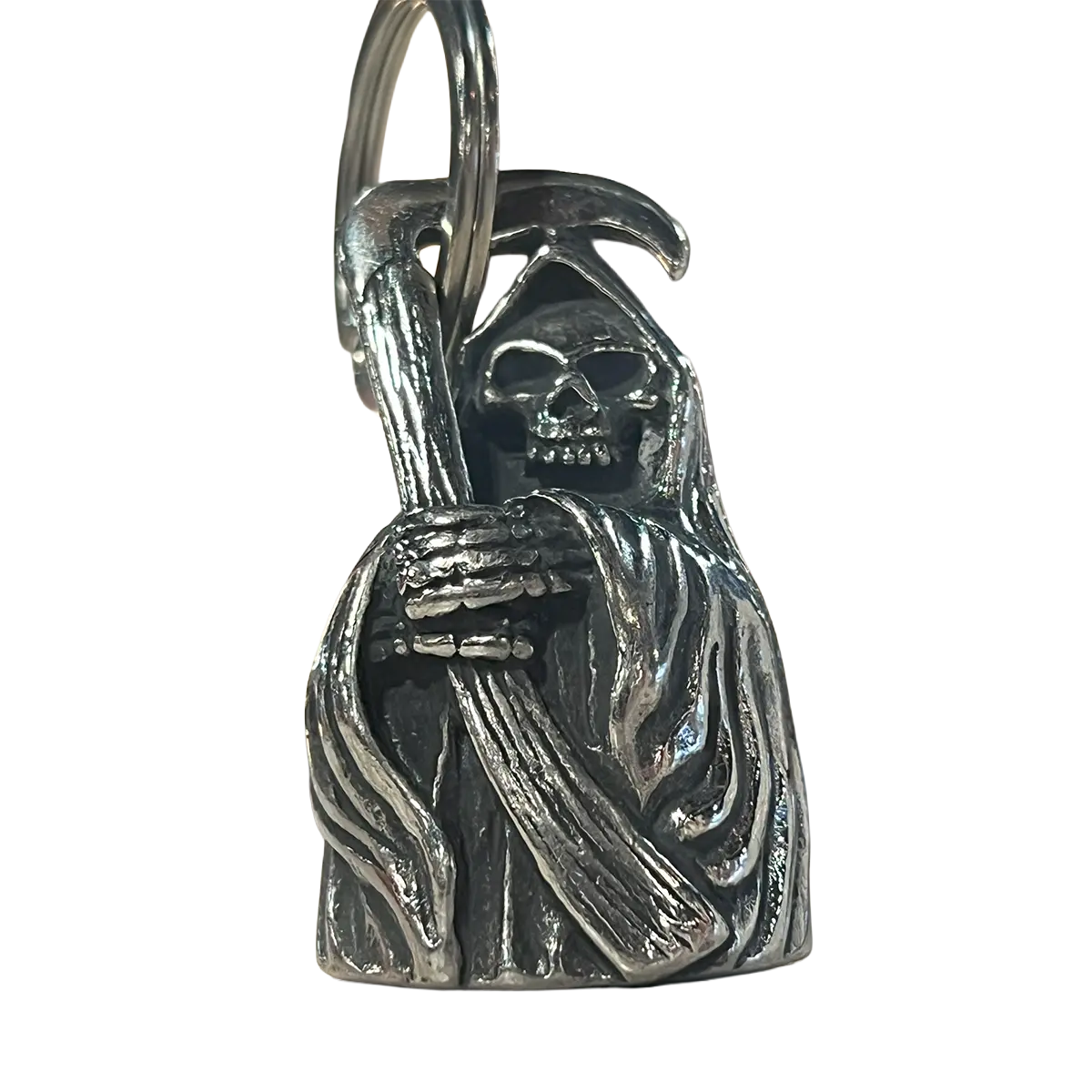 Grim Reaper motorcycle guardian bell with detailed reaper design holding a scythe.