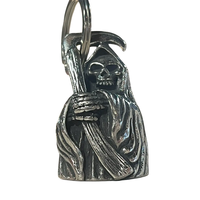 Grim Reaper motorcycle guardian bell with detailed reaper design holding a scythe.