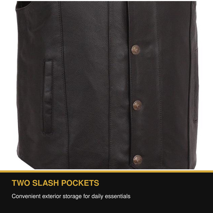 Eagle Gun Runner leather vest two slash pockets benefit