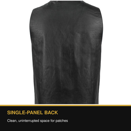 Eagle Gun Runner Tall leather vest single-panel patch-ready back benefit