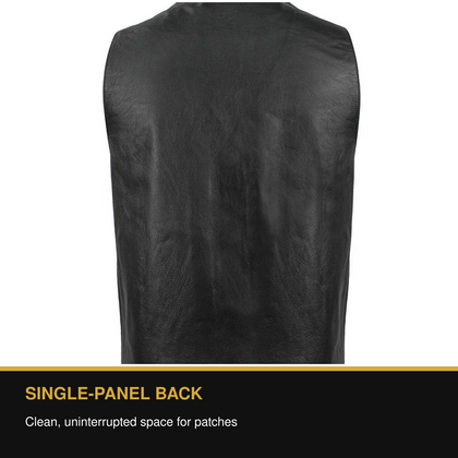 Eagle Gun Runner Tall leather vest single-panel patch-ready back benefit