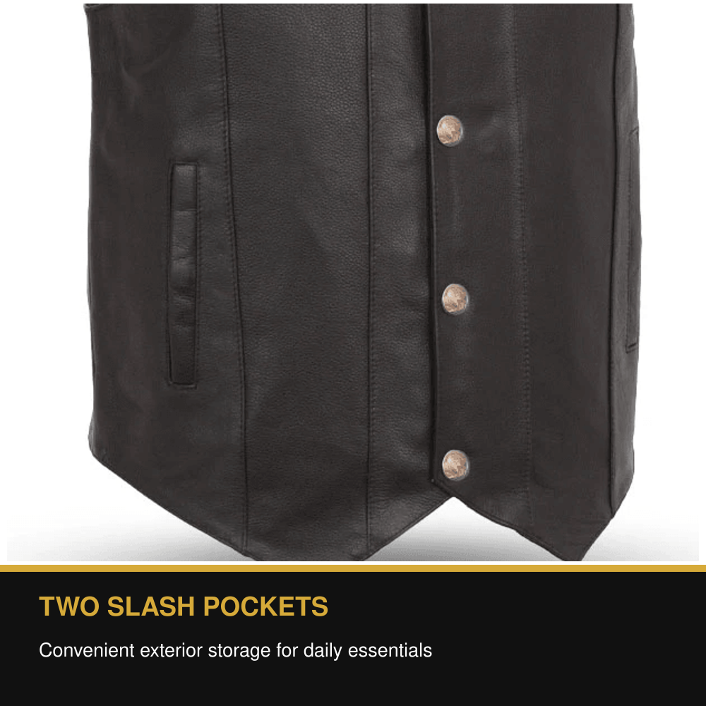 Eagle Gun Runner Tall leather vest two slash pockets benefit