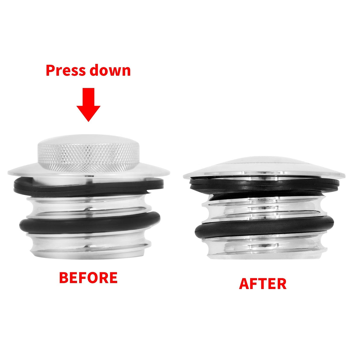 Underside of chrome pop up Harley gas cap