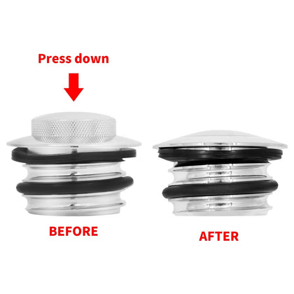 Underside of chrome pop up Harley gas cap