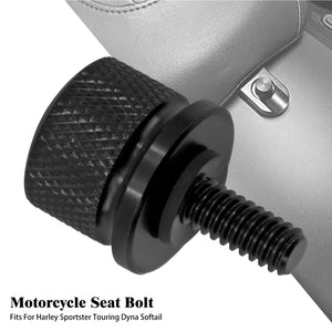Black Harley rear fender seat screw with installation detail