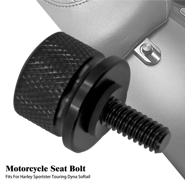 Black Harley rear fender seat screw with installation detail