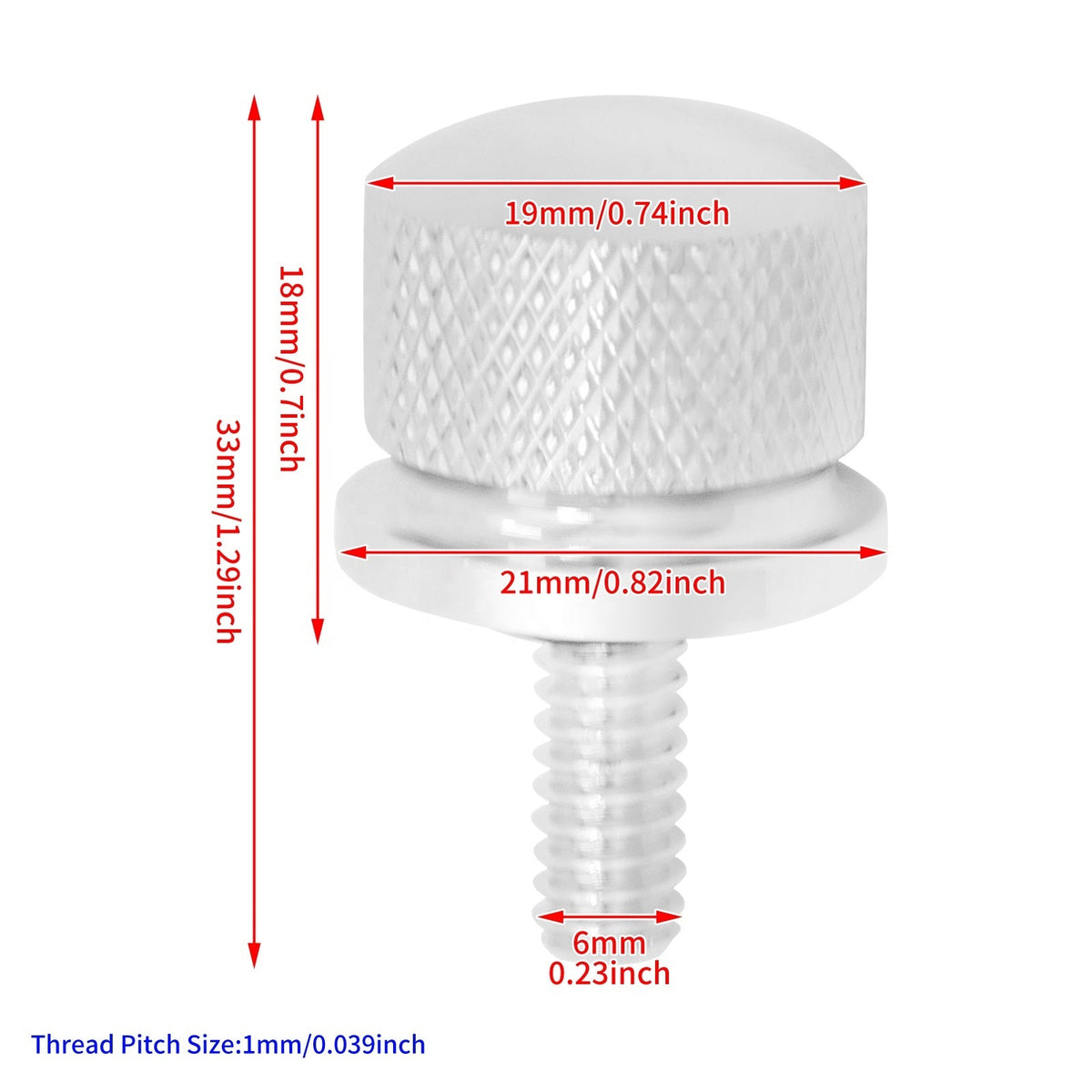Chrome Harley seat screw dimension reference