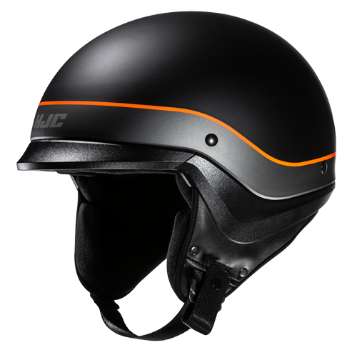 HJC C20 Probe half helmet with MC7SF orange graphics, front three-quarter view