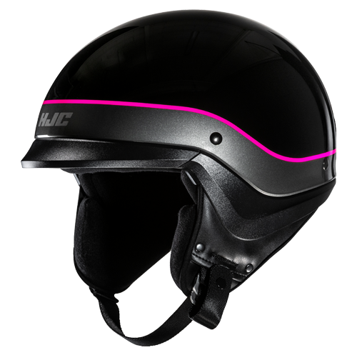 HJC C20 Probe half helmet with MC8 pink graphics, front three-quarter view
