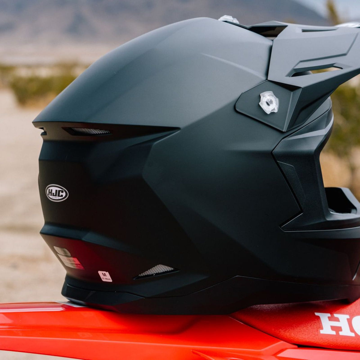 HJC C50 Matte Black rear shell and peak detail