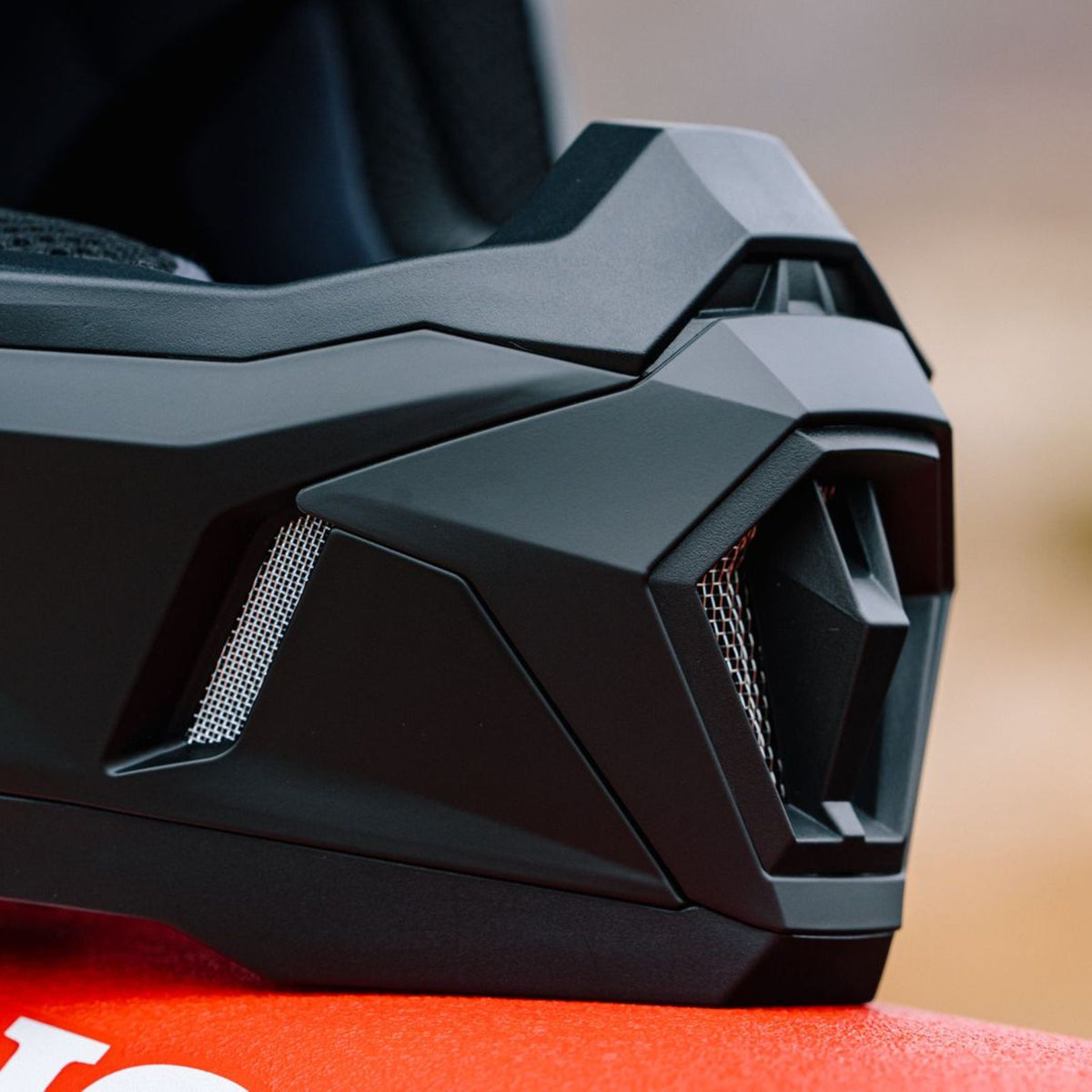 HJC C50 Matte Black chin bar and vent detail