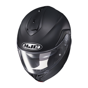 HJC C91 modular helmet in matte black, front three-quarter view