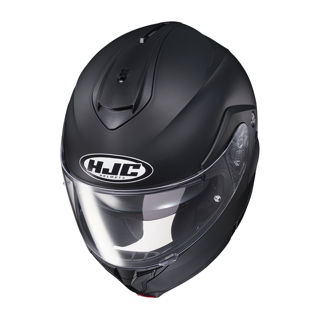 HJC C91 modular helmet in matte black, front three-quarter view