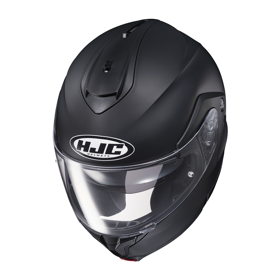 HJC C91 modular helmet in matte black, front three-quarter view