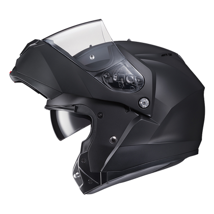 HJC C91 modular helmet in matte black with chin bar raised