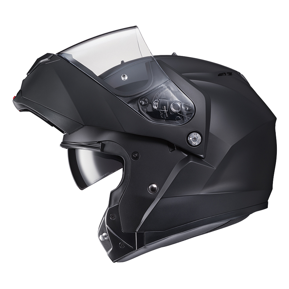 HJC C91 modular helmet in matte black with chin bar raised