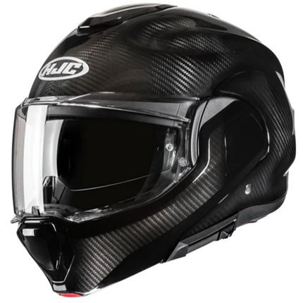 HJC F100 Carbon Gloss Black modular helmet left front view