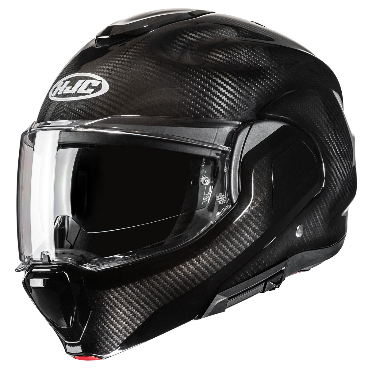 HJC F100 Carbon Gloss Black modular helmet left front view