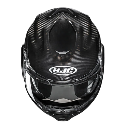 HJC F100 Carbon Gloss Black modular helmet top front view