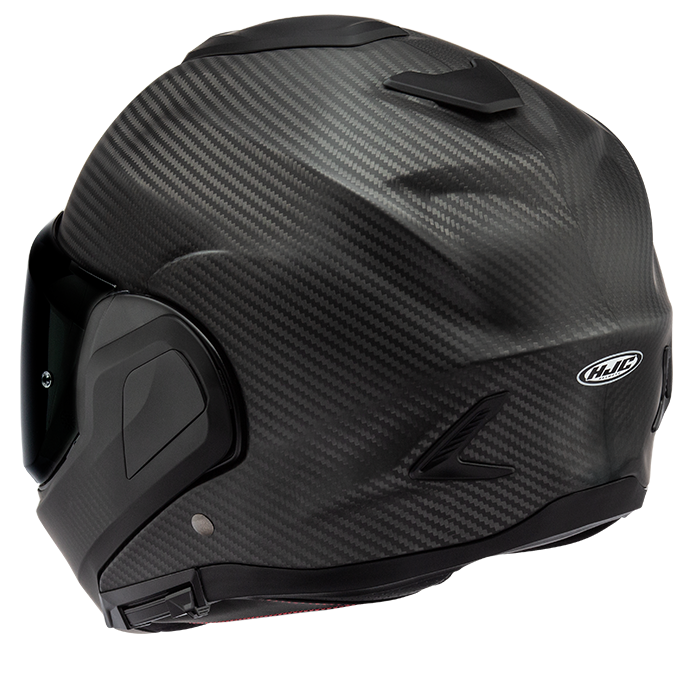 HJC F100 Carbon Matte Black modular helmet rear right view