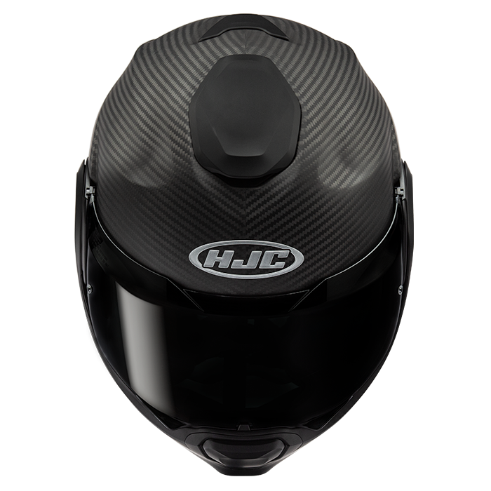 HJC F100 Carbon Matte Black modular helmet top front view