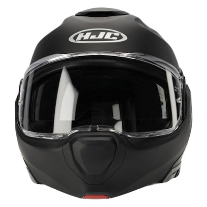 HJC F100 Matte Black modular helmet front view with chinbar closed