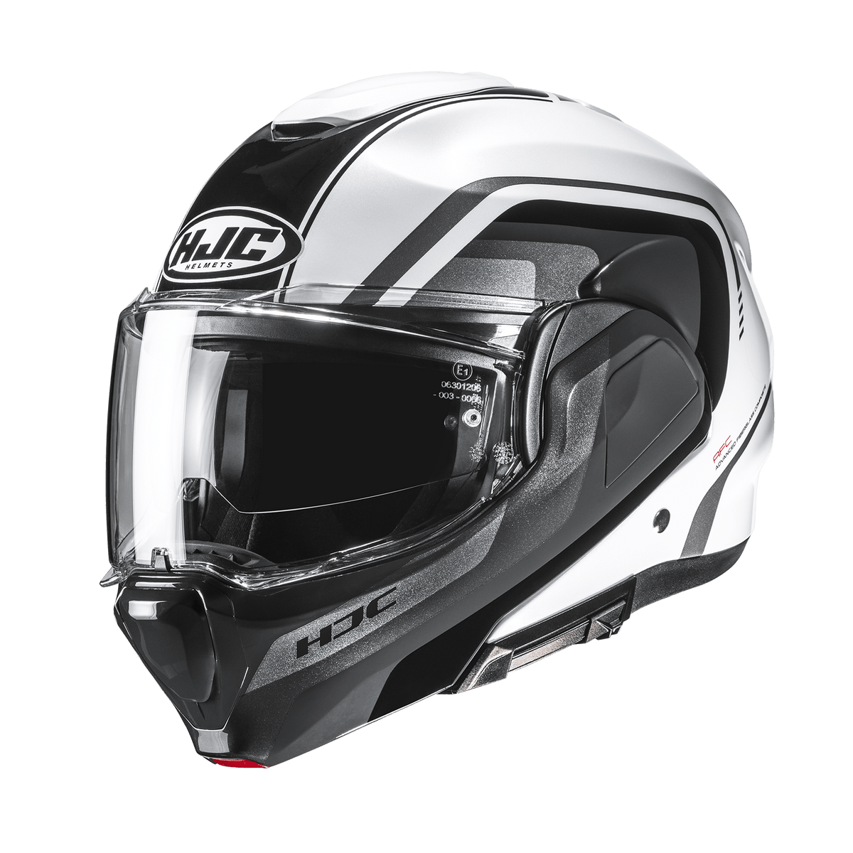 HJC F100 Reff MC1 White / Black helmet, front three-quarter view