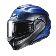 HJC F100 Reff MC2SF Blue / Black semi-flat helmet, front three-quarter view