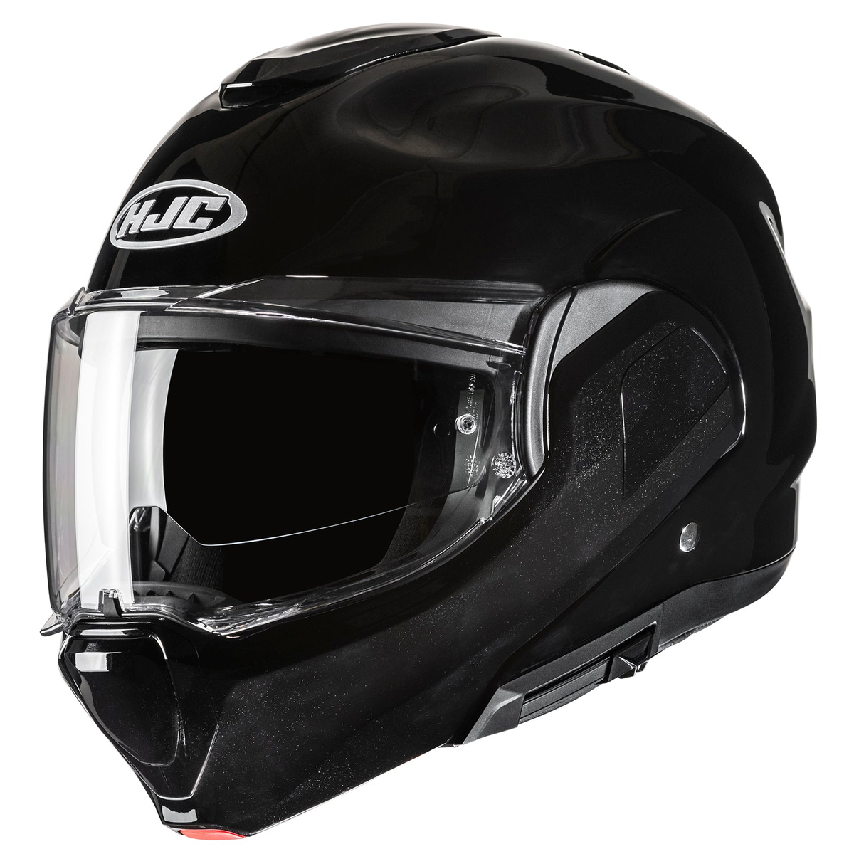 HJC F100 Solid helmet in Gloss Black, front three-quarter view