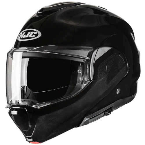 HJC F100 Solid helmet in Gloss Black, front three-quarter view