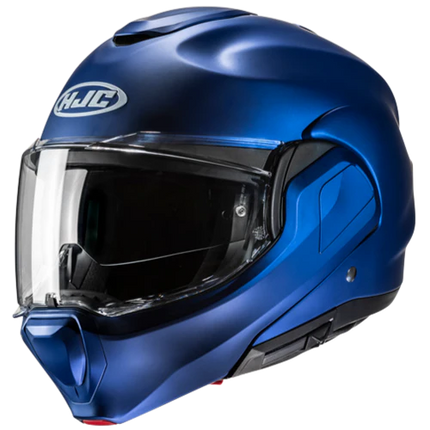 HJC F100 Solid helmet in Metallic Blue, front three-quarter view