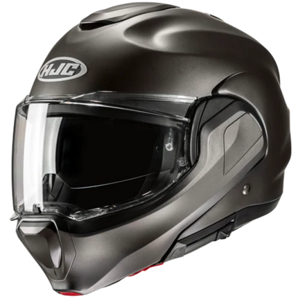 HJC F100 Solid helmet in Titanium, front three-quarter view