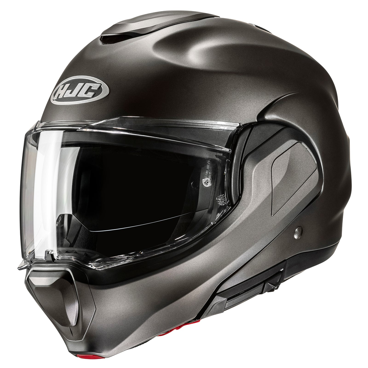 HJC F100 Solid helmet in Titanium, front three-quarter view