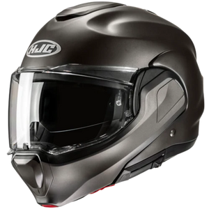 HJC F100 Solid helmet in Titanium, front three-quarter view