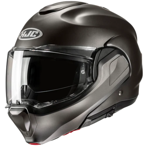 HJC F100 Solid helmet in Titanium, front three-quarter view