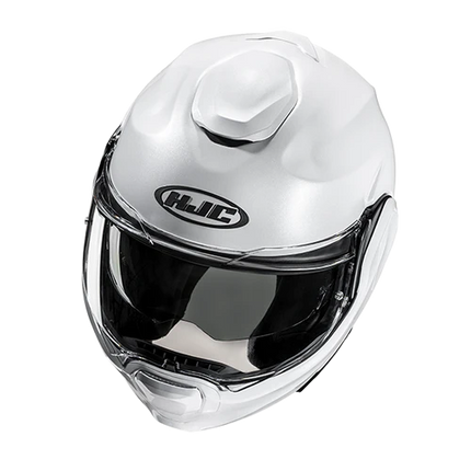 HJC F100 Solid helmet in White, elevated front three-quarter view