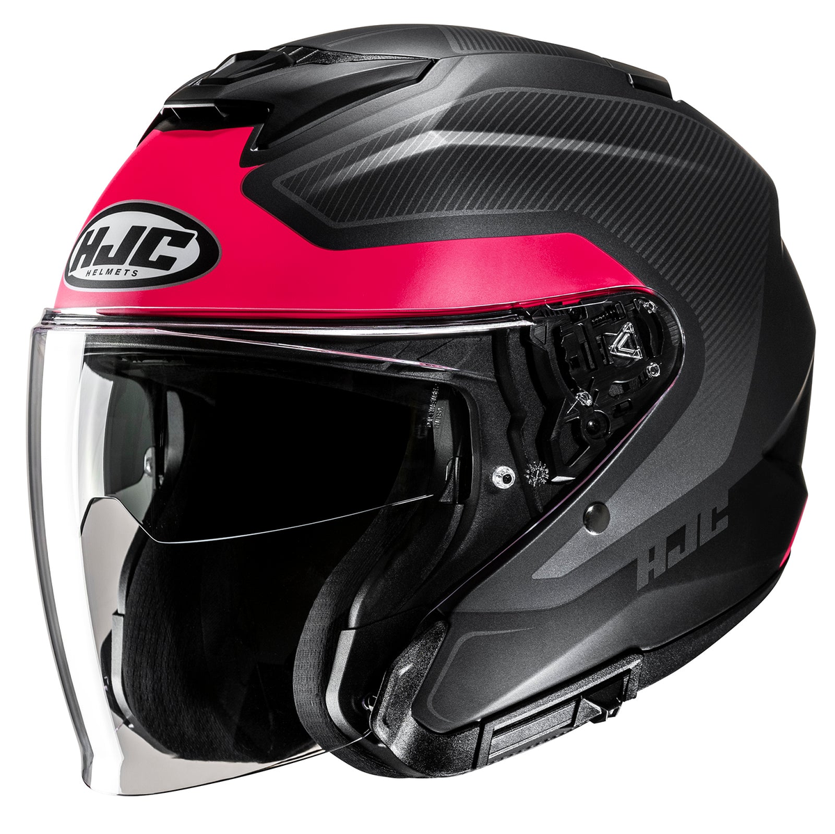 HJC i31 Tevis open-face helmet in MC8SF graphics, front three-quarter view