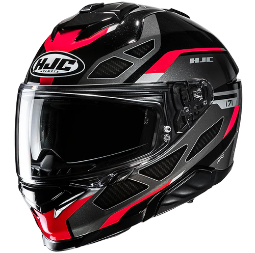 HJC i71 Zest Red MC1 helmet, official front three-quarter product view