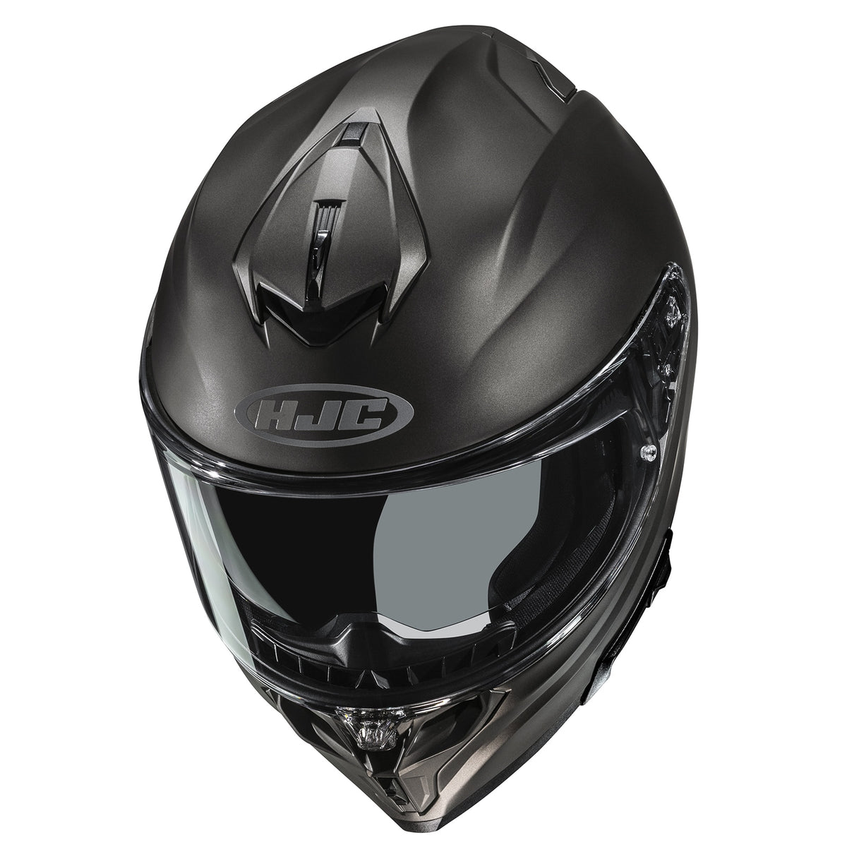 HJC i72 Helmet, Titanium, top-front view showing vents