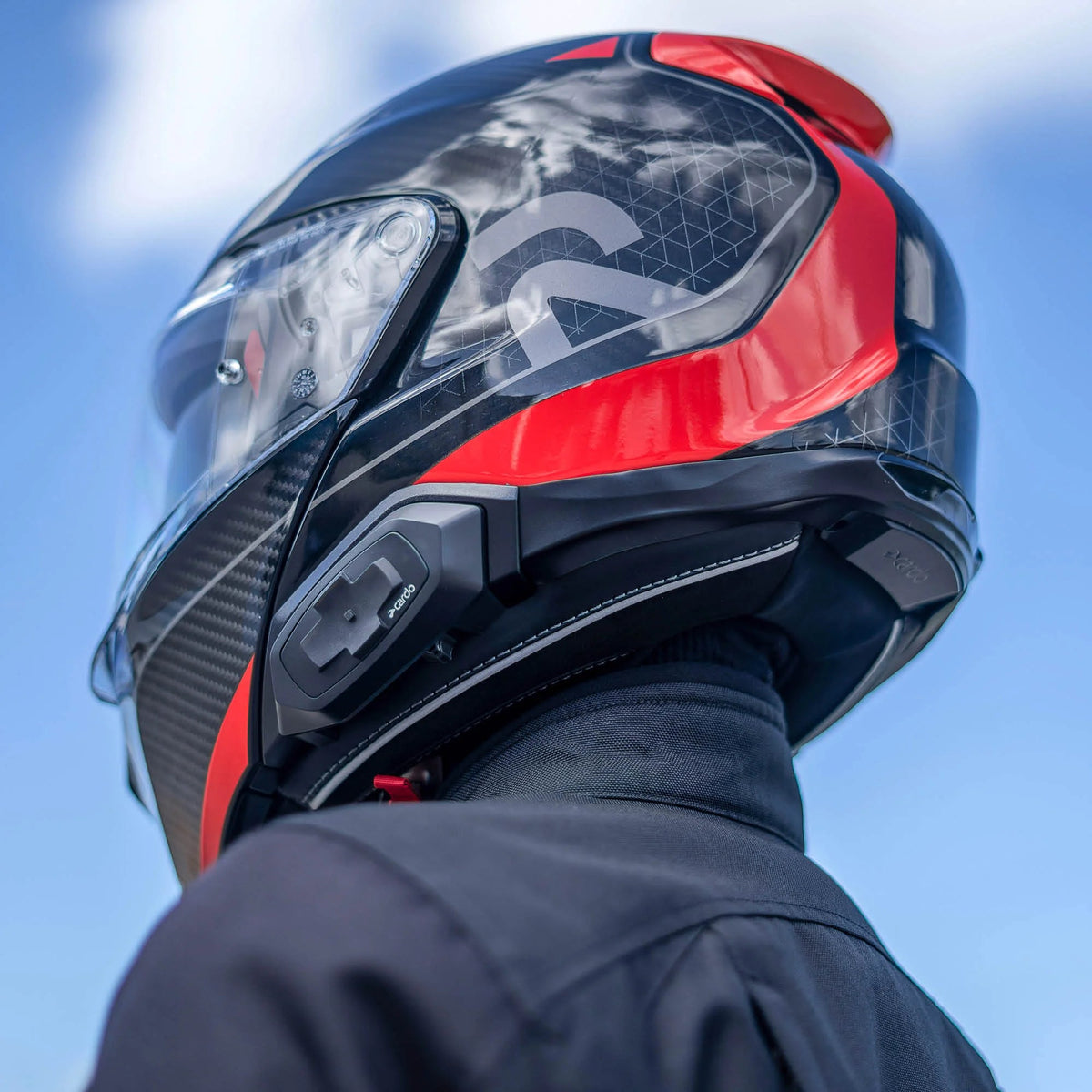 HJC Packtalk in use with a compatible HJC helmet