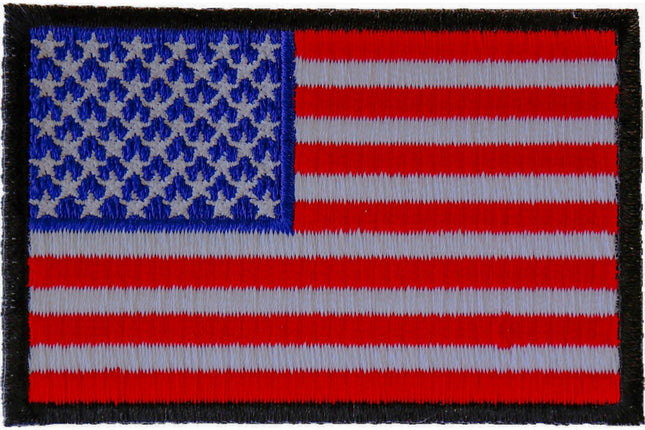 American Flag Patch Black Border 3x2 Inch