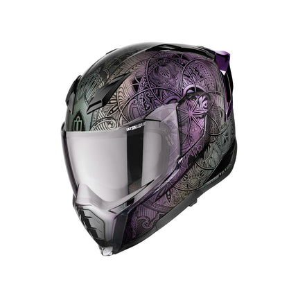 ICON Ultraflite Opal Mandala helmet in purple front angle