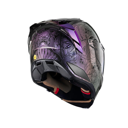 ICON Ultraflite Opal Mandala helmet in purple rear view