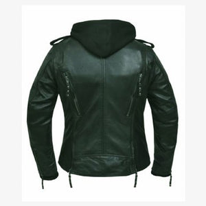 Ladies Lambskin Hoody Jacket: Ladies Premium (Yomi) Vented Hoody Jacket