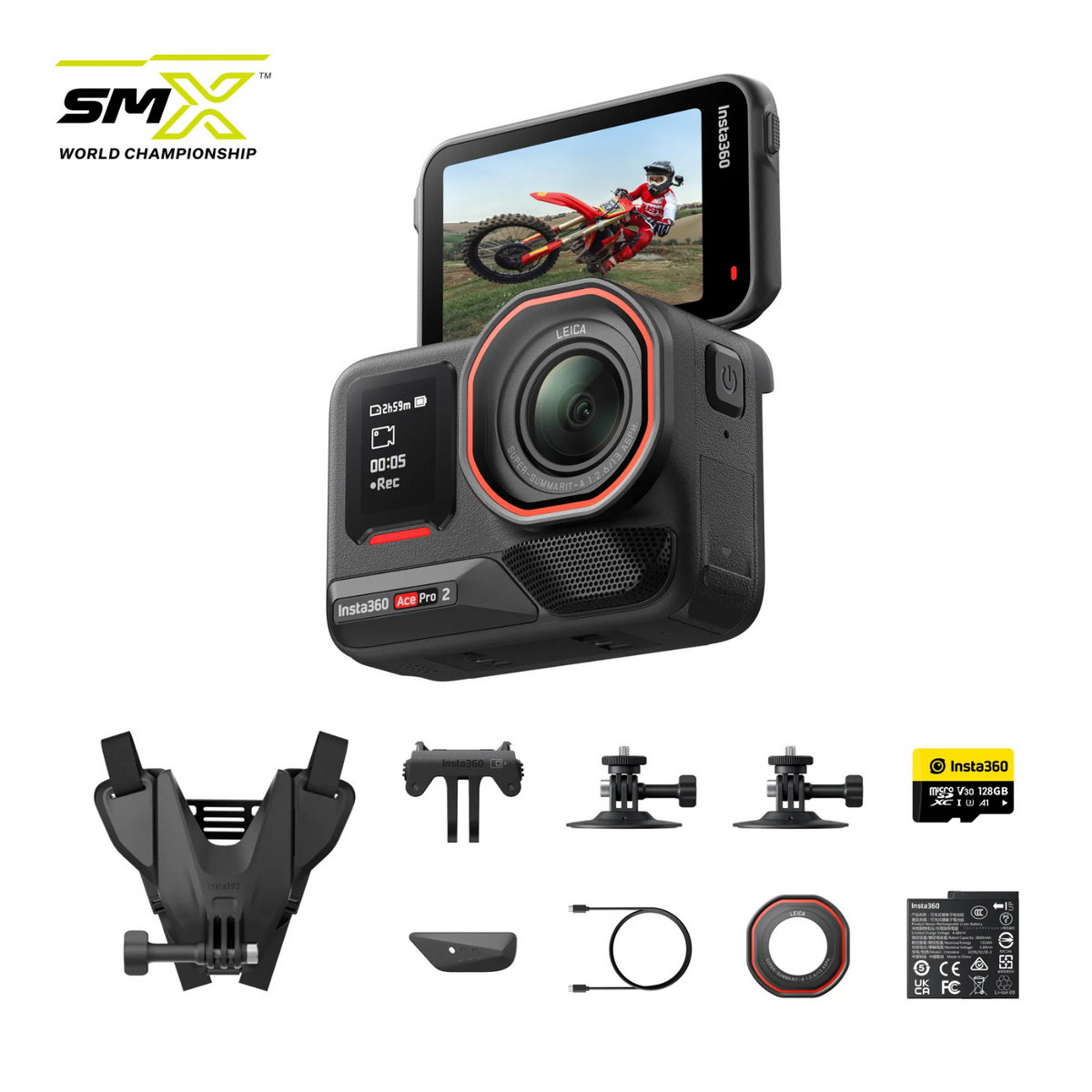 Insta360 Ace Pro 2 SMX Bundle showing included camera and mounts