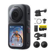 Insta360 X6 Pro Motorcycle Bundle, black camera and included motorcycle bundle accessories
