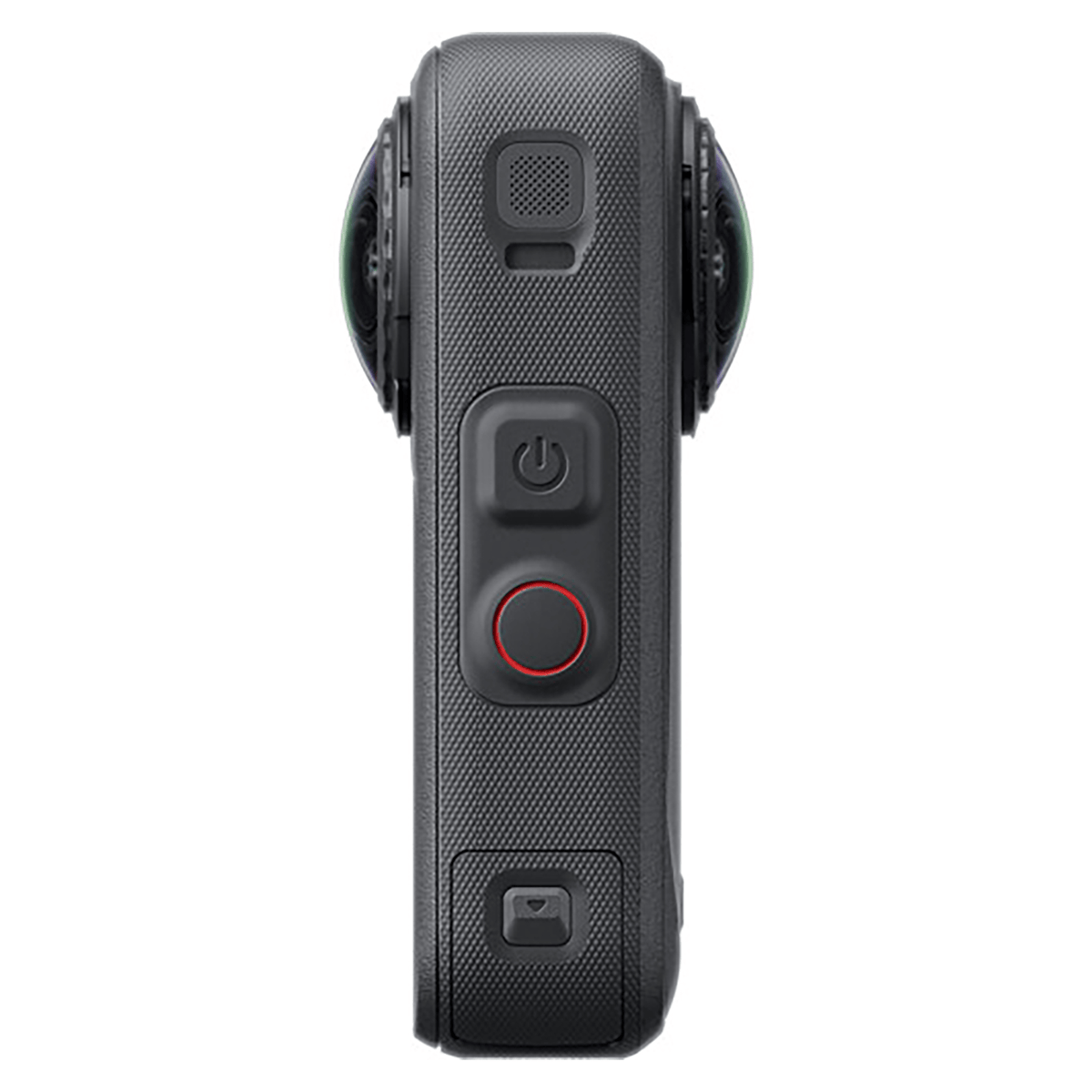 Insta360 X6 Pro Motorcycle Bundle, black camera, control button side view