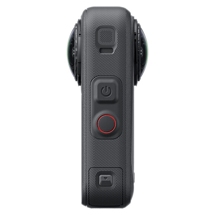 Insta360 X6 Pro Motorcycle Bundle, black camera, control button side view