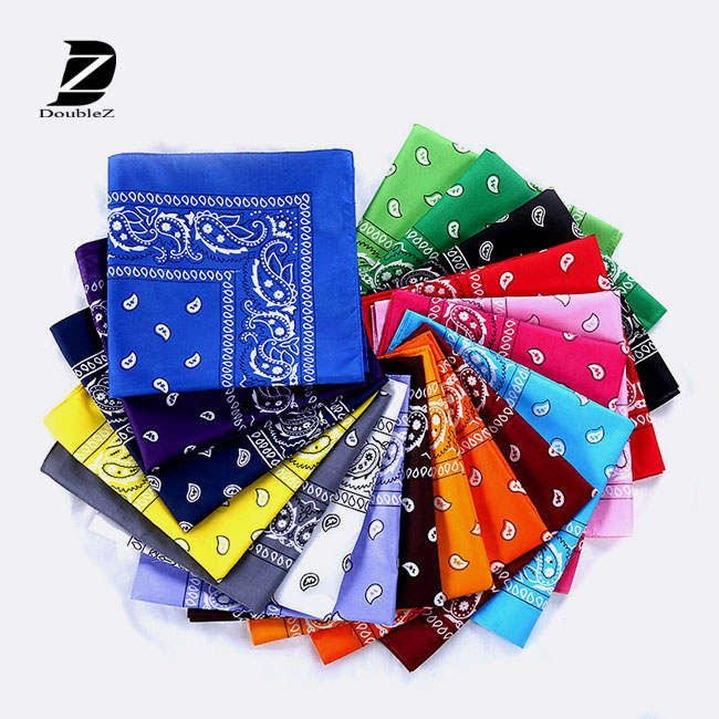 Standard Paisley Bandana assortment in multiple colors, folded to show paisley patterns