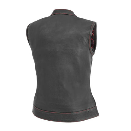 Women's Cowhide Club Vest Red Stitching